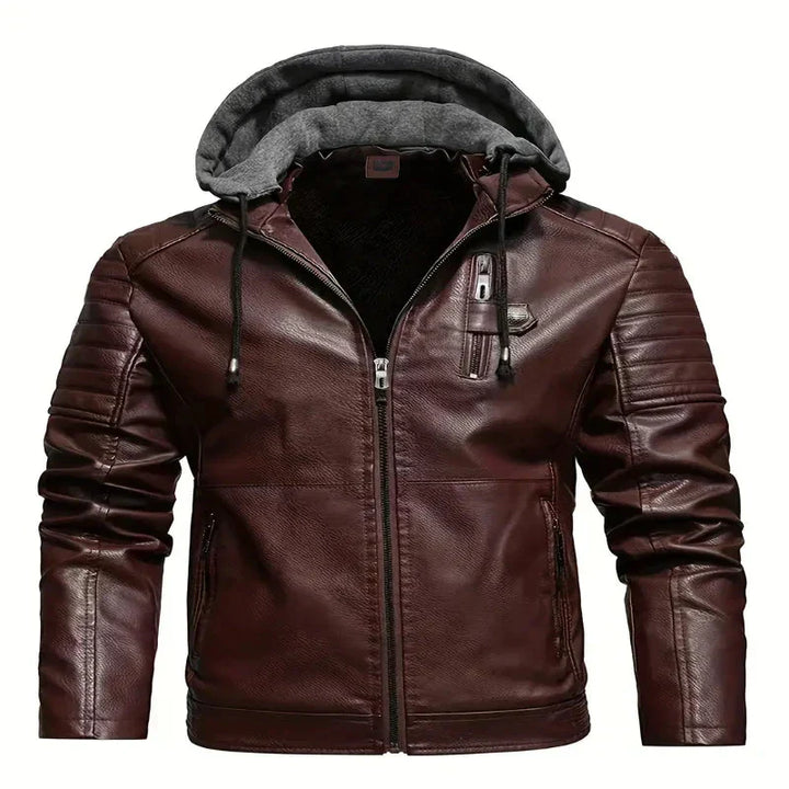 RedLine - Cappotto in Pelle con Cappuccio