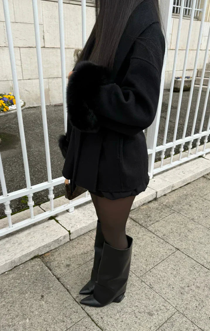 Melissa | Elegante Cappotto con Dettagli in Pelliccia