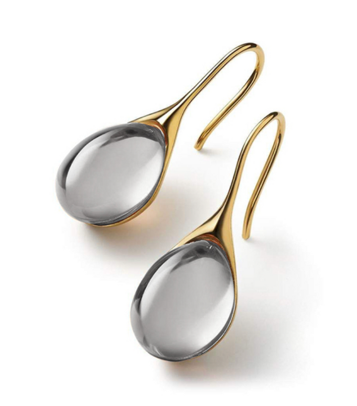 Orecchini eleganti in cristallo a forma di goccia in oro e argento