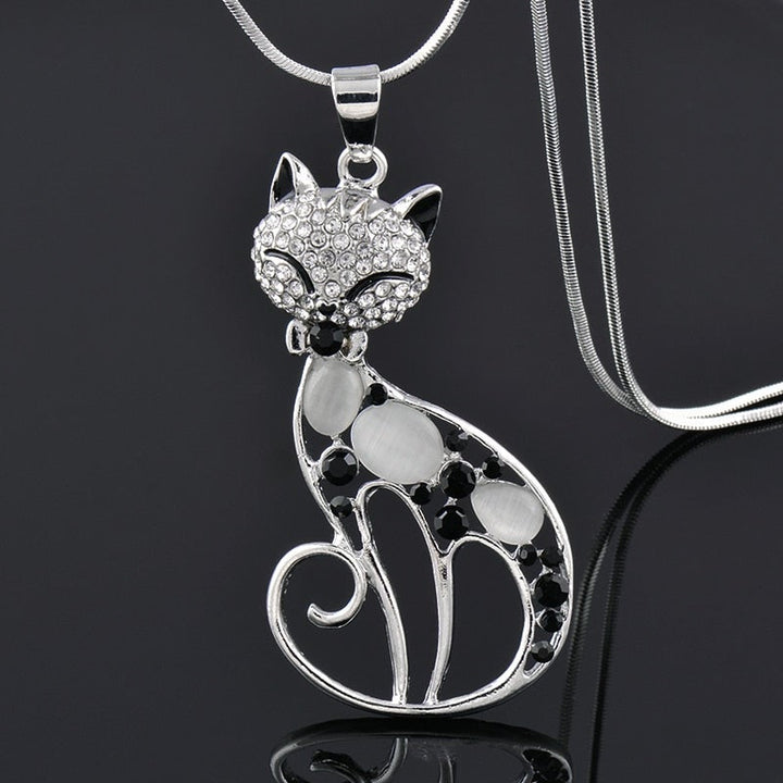 Collana elegante Gatto d'Amore in argento e zirconia brillante