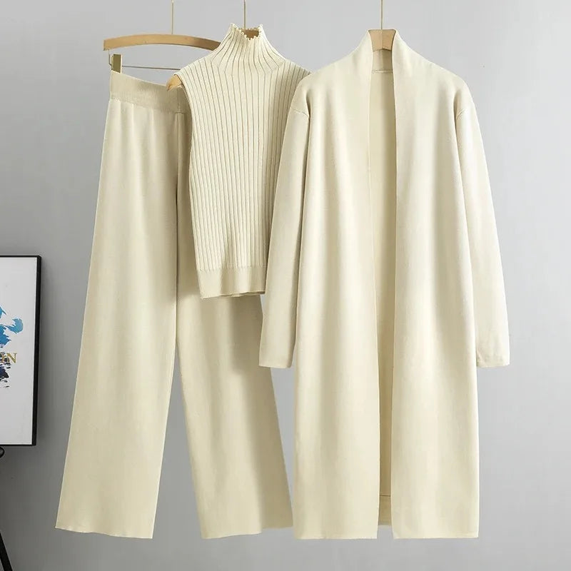 Lisa | Completo da donna in maglia a 3 pezzi con cardigan