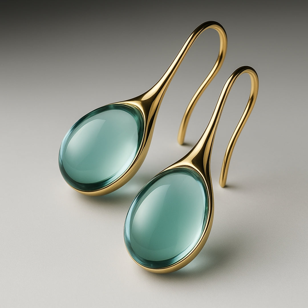 Orecchini eleganti in cristallo a forma di goccia in oro e argento